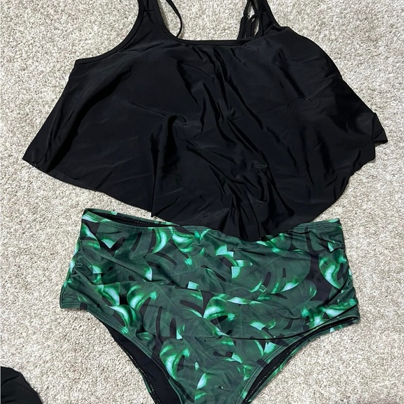 Two pairs of Black High-Waisted Ruffle Bikini Swim Suits - Picture 3 of 5